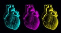Engraving human heart illustration set isolated on black BG Royalty Free Stock Photo