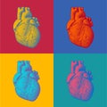 Engraving human heart illustration in variety pop art style Royalty Free Stock Photo