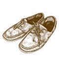 Engraving illustration of old shoes