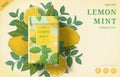 Engraving lemon mint tea ads