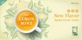 Engraving lemon mint tea banner ads