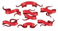 Engraving red scroll ribbon set Royalty Free Stock Photo