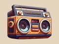 Engraving retro vintage woodcut modern style music audio boombox speaker for cassettes types. Can be used like logo or icon.