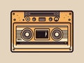 Engraving retro vintage woodcut modern style music audio cassette tape. Can be used like logo or icon. Graphic Art Vector