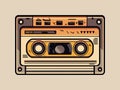 Engraving retro vintage woodcut modern style music audio cassette tape. Can be used like logo or icon. Graphic Art Vector
