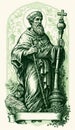 Engraving of Saint Patrick - Irish bishop, traditional legendary character