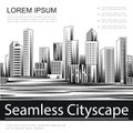 Engraving Seamless Cityscape Template