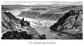 Vintage geographical image, St. Goar on the Rhine