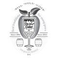 Engraving style apple with wineglass for text in the center. Cider label on white