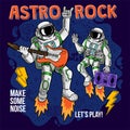 Spaceman play astro rock on electric guitar