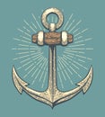 Engraving vintage ship anchor Royalty Free Stock Photo