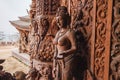 Engraving Wooden Angel Sculptures in Sanctuary of The Truth at Pattaya. Chonburi Province, Thailand