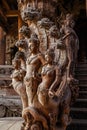 Engraving Wooden Angels Sculpture in Sanctuary of The Truth at Pattaya. Chonburi Province, Thailand