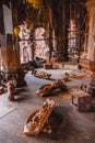 Engraving Wooden Decoration in Progress in Sanctuary of The Truth at Pattaya. Chonburi Province, Thailand Royalty Free Stock Photo