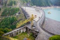 Enguri hydroelectric power station HES, Georgia, Upper Svaneti. Jvari Reservoir next to Inguri Dam Royalty Free Stock Photo