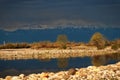 Inguri river with typical large pebbles