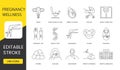 Enhance medical and pregnancy content with our editable stroke icons. Includes pediatrics, prenatal diagnosis, Genetics