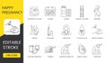 Enhance medical and pregnancy content with our icons - diagnostics, ultrasound, vitamins, and more. Editable stroke for