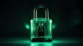 Enhance online security with a glowing cybersecurity lock protecting digital data Royalty Free Stock Photo