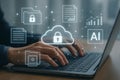 Secure cloud computing services and data protection solutions for business and ai integration online Royalty Free Stock Photo