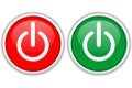Red and green power button vector icons glossy circular switch symbols, on off web interface elements isolated on white background Royalty Free Stock Photo