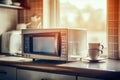 Kitchen Appliance: Modern Microwave Oven - Generative AI Royalty Free Stock Photo