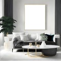 Enhance Your Living Room with Luxury Mockup Frames Royalty Free Stock Photo