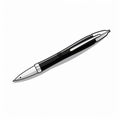 Enhanced Black Ballpoint Pen Cartoon Illustration With Clear Edge Definition