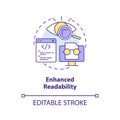 Enhanced code readability concept icon Royalty Free Stock Photo
