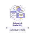 Enhanced code readability concept icon