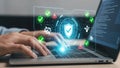 Enhanced cybersecurity interface on laptop Royalty Free Stock Photo