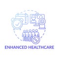 Enhanced healthcare dark blue concept icon