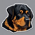 Cartoon Rottweiler Sticker, Vermeer Inspired White Edition