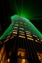 A Low Angle Night Photo of the Illuminated Kingdom Tower in Riyadh, Saudi Arabia Royalty Free Stock Photo