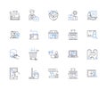 Enhanced security line icons collection. Encryption, Firewall, Biometrics, Authentication, Access control, Antivirus