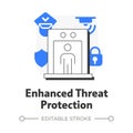 Enhanced threat protection flat outline concept icon Royalty Free Stock Photo