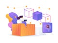 Enhanced Transparency with AI-Backed Blockchain abstract concept vector illustration.