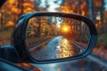 Enhanced visibility through the interior car rearview mirror perspective for optimal safety Royalty Free Stock Photo