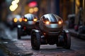 Enhancing city safety through robots patrolling, futurism image, AI Generated