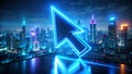 Enhancing Night Photography A Glowing Arrow Cursor Animation Reveals Clickable Elements in a Stunning Visual Royalty Free Stock Photo