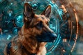 Enhancing Outdoor Security in Nature with Advanced Technology: German Shepherd Integration. Concept Royalty Free Stock Photo