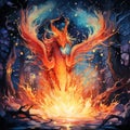 Enigma Embers - Campfire where sparks morph into mythical creatures