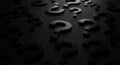 Enigma A Field of Questions A dark background features numerous black question marks symbolizing mystery inquiry uncertainty