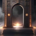 Enigmatic ancient portal, glowing symbols and runes, mystical gateway to another realm2