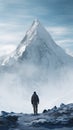 Enigmatic Backpacker: A Stunning Photograph Of A Snowy Mountain