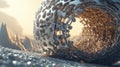 Enigmatic Beauty: Closeup of a Weather Sphere in Intricate 3D Vray Structure