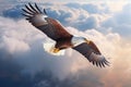 Enigmatic beauty, Fish Eagle\'s flight transcends the earthly realm, soaring above clouds Royalty Free Stock Photo