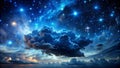 Enigmatic Black Cloud Dominates Starry Night Sky A Striking Celestial Scene Royalty Free Stock Photo