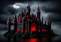 The Enigmatic Black and Red Floating Castle of Gothic Dreams