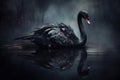 Enigmatic Black swan lake. Generate Ai